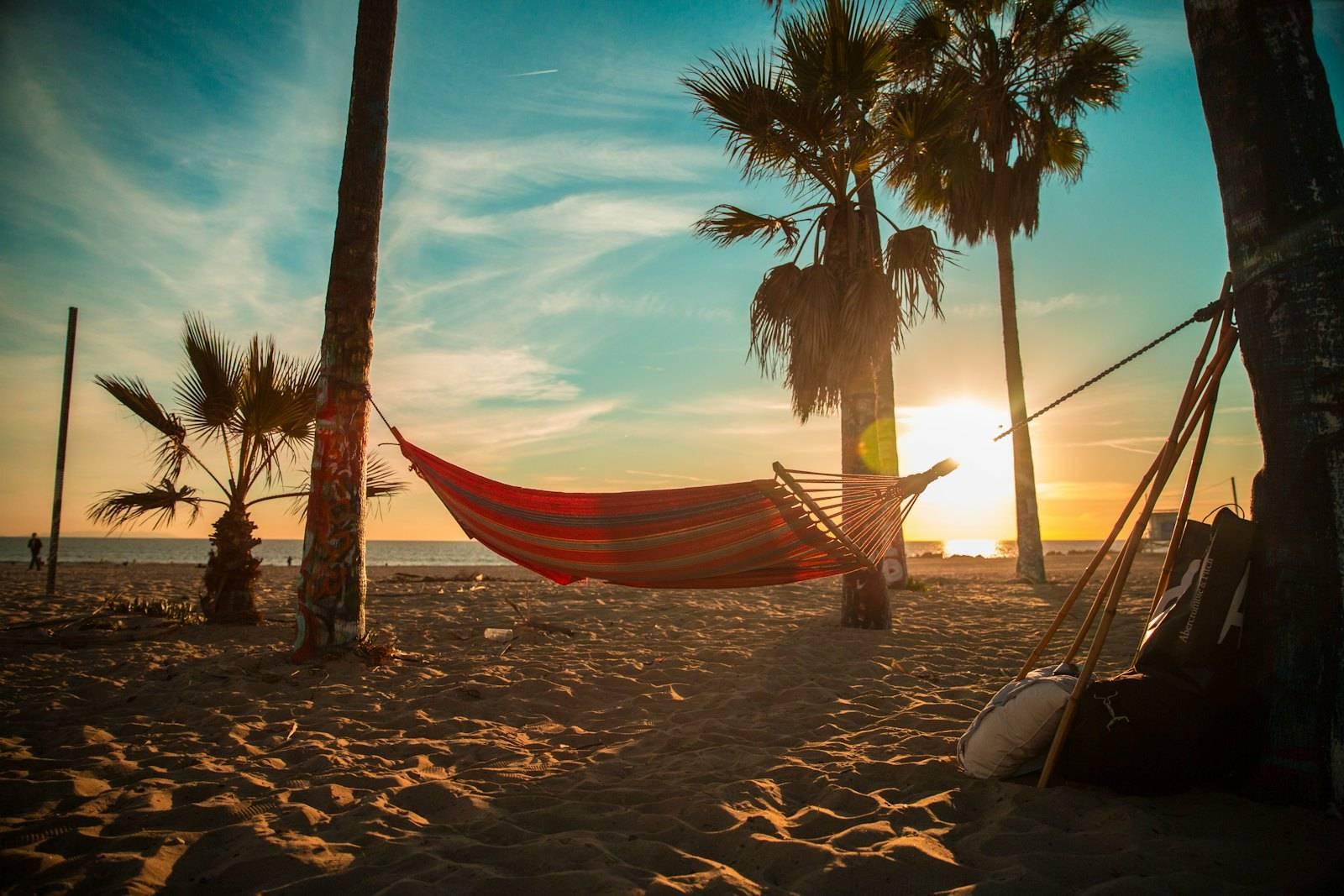 A hammock on a beach